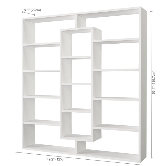 Hanah Home Estantería Escandinava Blanca con Estantes Amplios para Salón y Hogar, 125x135.7x22 cm